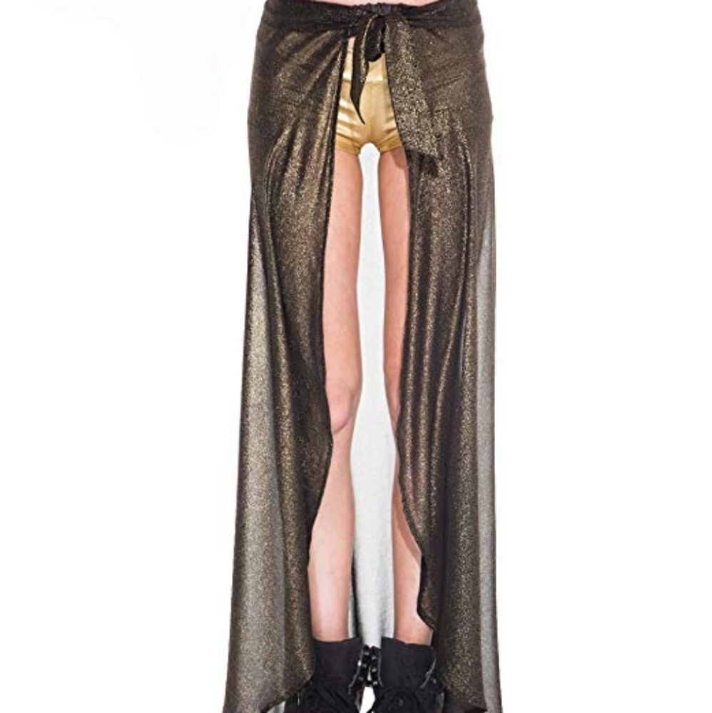 (SOLD) 🖤iHeartRaves Black Gold Sparkle Maxi Skirt